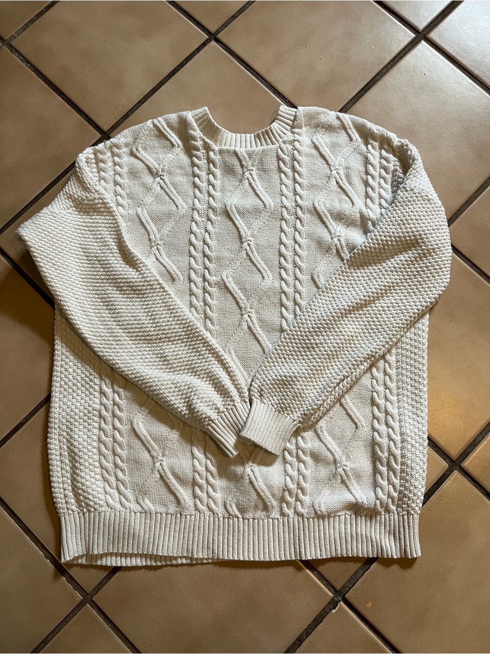 Hollister Cream Cable-Knit Crewneck Sweater